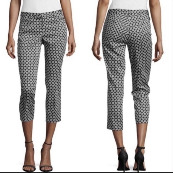 LAUNDRY by Shelli Segal Blue and White Pattern Cropped Pants size 8 - Picture 1 of 4